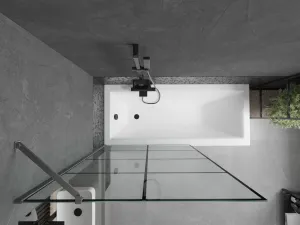 MEXEN/S - Next vaňová zástena FIX 100 x 150, čierna vzor, grafit kartáčovaná 895-100-000-00-77-66