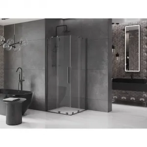 MEXEN/S - Velar Duo sprchovací kút, posuvné dvere 80 x 80, transparent, grafit metal 871-080-080-02-95