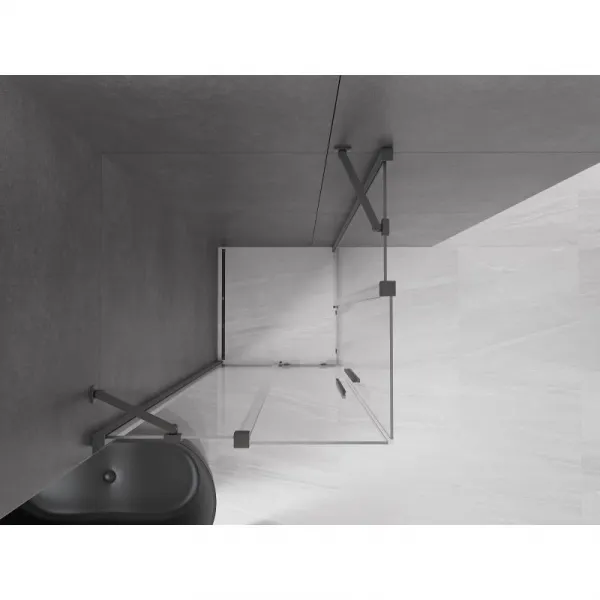 MEXEN/S - Velar Duo sprchovací kút, posuvné dvere 80 x 80, transparent, grafit metal 871-080-080-02-95