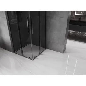 MEXEN/S - Velar Duo sprchovací kút, posuvné dvere 100 x 100, grafit, grafit metal 871-100-100-42-95