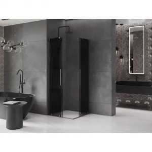 MEXEN/S - Velar Duo sprchovací kút, posuvné dvere 100 x 100, grafit, grafit metal 871-100-100-42-95