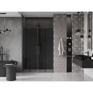 MEXEN/S - Velar Duo posuvné sprchové dvere 140, grafit, grafit metal 871-140-000-42-95