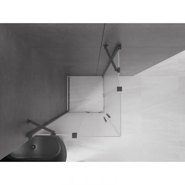 MEXEN/S - Velar Duo sprchovací kút, posuvné dvere 80 x 80, dekor, grafit metal 871-080-080-32-95
