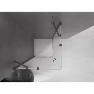 MEXEN/S - Velar Duo sprchovací kút, posuvné dvere 80 x 80, dekor, grafit metal 871-080-080-32-95