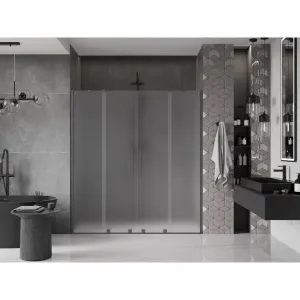 MEXEN/S - Velar Duo posuvné sprchové dvere 200, dekor, grafit metal 871-200-000-32-95