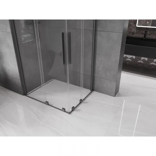 MEXEN/S - Velar Duo sprchovací kút, posuvné dvere 90 x 80, transparent, grafit metal 871-090-080-02-95
