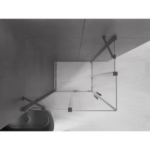 MEXEN/S - Velar Duo sprchovací kút, posuvné dvere 90 x 80, transparent, grafit metal 871-090-080-02-95