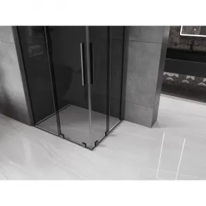 MEXEN/S - Velar Duo sprchovací kút, posuvné dvere 90 x 80, grafit, grafit metal 871-090-080-42-95