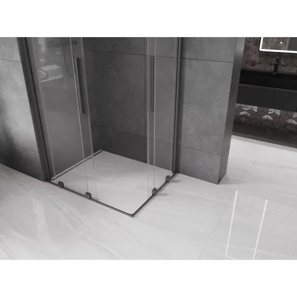 MEXEN/S - Velar Duo sprchovací kút, posuvné dvere 100 x 90, transparent, grafit metal 871-100-090-02-95