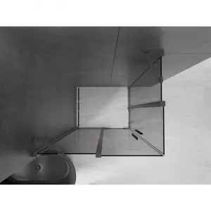 MEXEN/S - Velar Duo sprchovací kút, posuvné dvere 100 x 90, grafit, grafit metal 871-100-090-42-95