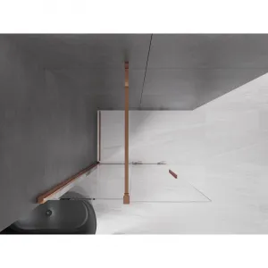 MEXEN/S - Velár posuvné sprchové dvere Walk-in 85, transparent, ružové zlato 871-085-000-03-60
