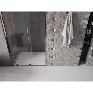 MEXEN/S - Velar posuvné sprchové dvere 100, transparent, ružové zlato 871-100-000-01-60