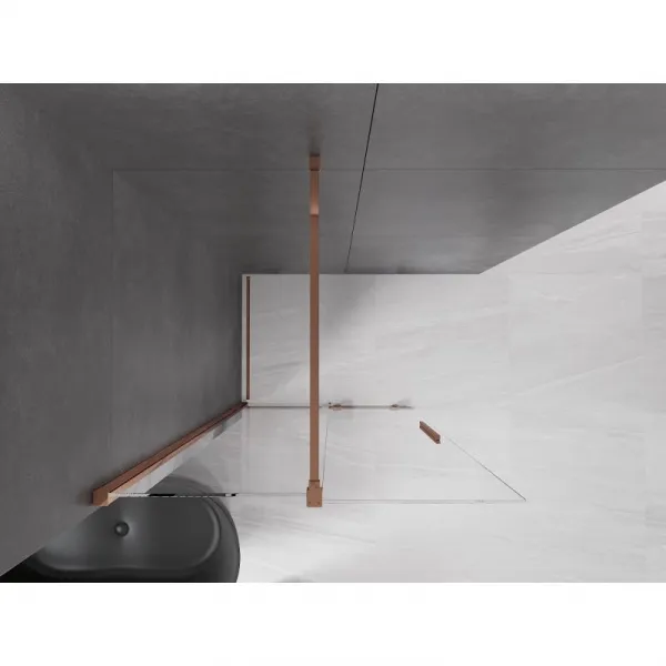 MEXEN/S - Velár posuvné sprchové dvere Walk-in 120, transparent, ružové zlato 871-120-000-03-60