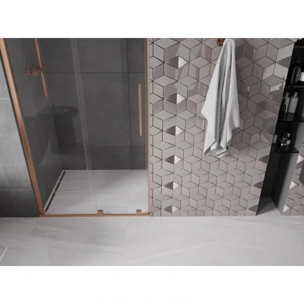 MEXEN/S - Velar posuvné sprchové dvere 100, transparent, ružové zlato 871-100-000-01-60