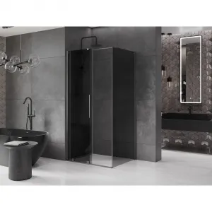 MEXEN/S - Velár sprchovací kút, posuvné dvere 100 x 85, grafit, grafit kartáčovaná 871-100-085-41-66