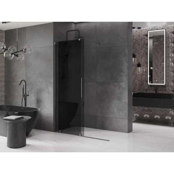 MEXEN/S - Velar Sprchová zástena posuvná Walk-in 140 x 200, grafit 8 mm, grafit kartáčovaná 871-140-000-43-66