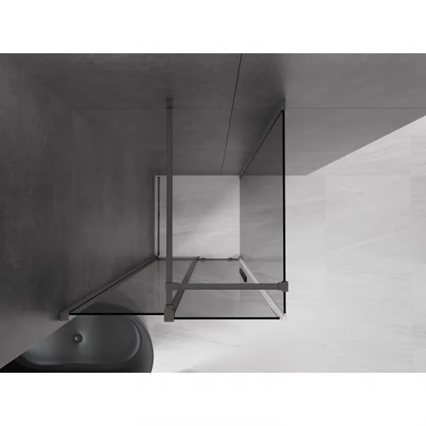 MEXEN/S - Velár sprchovací kút, posuvné dvere 90 x 90, grafit, grafit kartáčovaná 871-090-090-41-66