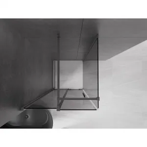 MEXEN/S - Velár sprchovací kút, posuvné dvere 90 x 90, grafit, grafit kartáčovaná 871-090-090-41-66
