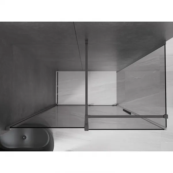 MEXEN/S - Velár sprchovací kút, posuvné dvere 150 x 80, grafit, grafit kartáčovaná 871-150-080-41-66