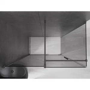MEXEN/S - Velár sprchovací kút, posuvné dvere 150 x 80, grafit, grafit kartáčovaná 871-150-080-41-66