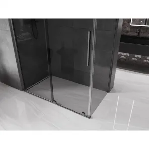 MEXEN/S - Velár sprchovací kút, posuvné dvere 140 x 80, grafit, grafit kartáčovaná 871-140-080-41-66