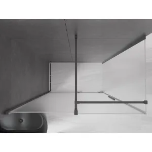MEXEN/S - Velár sprchovací kút, posuvné dvere 140 x 85, dekor, grafit kartáčovaná 871-140-085-31-66