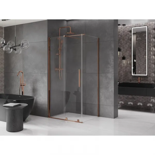 MEXEN/S - Velár sprchovací kút 100 x 80, transparent, ružové zlato 871-100-080-01-60
