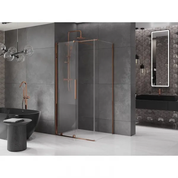 MEXEN/S - Velár sprchovací kút 100 x 70, transparent, ružové zlato 871-100-070-01-60