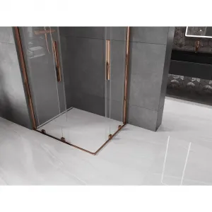 MEXEN/S - Velar Duo štvorcový sprchovací kút 90 x 80, transparent, růžové zlato 871-090-080-02-60