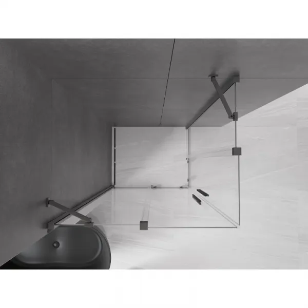 MEXEN/S - Velar Duo štvorcový sprchovací kút 100 x 90, transparent, šedá kartáčovaná 871-100-090-02-66