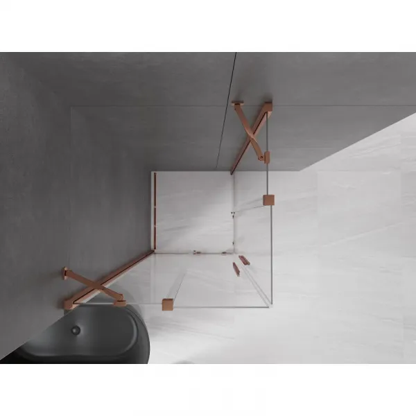 MEXEN/S - Velar Duo štvorcový sprchovací kút 80 x 80, transparent, růžové zlato 871-080-080-02-60
