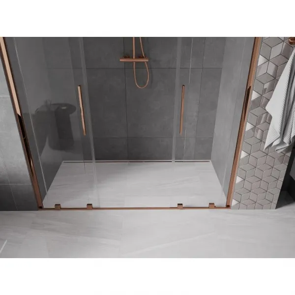 MEXEN/S - Velar Duo posuvné sprchové dvere 180, transparent, růžové zlato 871-180-000-02-60