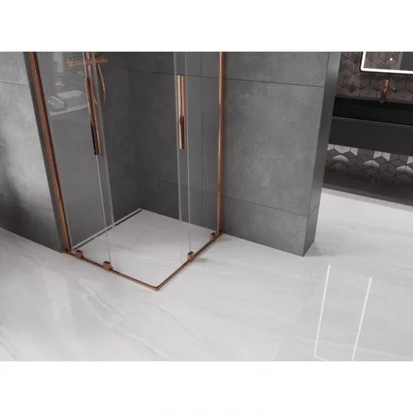 MEXEN/S - Velar Duo štvorcový sprchovací kút 90 x 90, transparent, růžové zlato 871-090-090-02-60