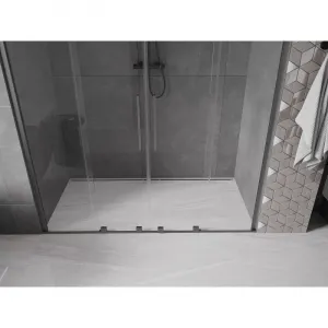 MEXEN/S - Velar Duo posuvné sprchové dvere 200, transparent, šedá kartáčovaná 871-200-000-02-66