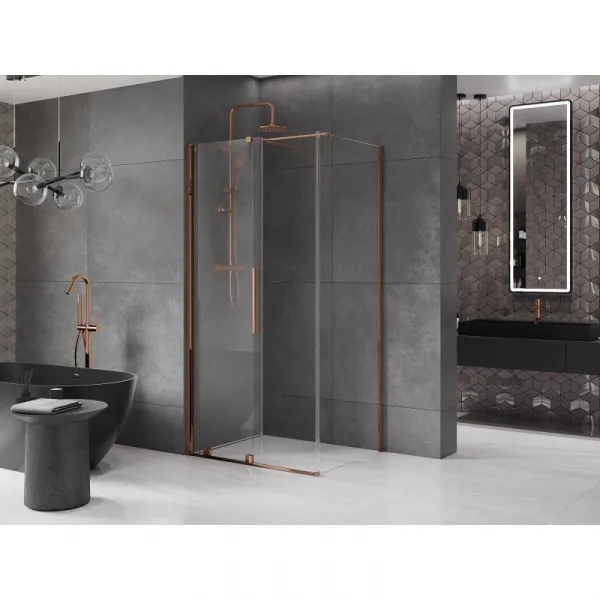 MEXEN/S - Velár sprchovací kút 100 x 80, transparent, ružové zlato 871-100-080-01-60