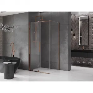 MEXEN/S - Velár sprchovací kút 100 x 80, transparent, ružové zlato 871-100-080-01-60