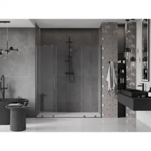 MEXEN/S - Velar Duo posuvné sprchové dvere 200, transparent, šedá kartáčovaná 871-200-000-02-66