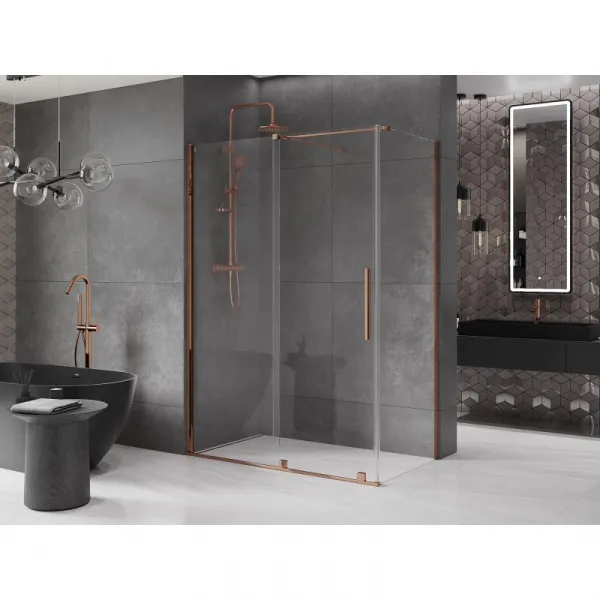 MEXEN/S - Velár sprchovací kút 150 x 80, transparent, ružové zlato 871-150-080-01-60