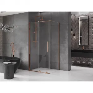 MEXEN/S - Velár sprchovací kút 110 x 120, transparent, ružové zlato 871-110-120-01-60