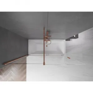 MEXEN/S - Velar Dvojkrídlová posuvná vaňová zástena 170 x 150, transparent, růžové zlato 896-170-000-01-60