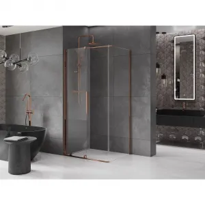 MEXEN/S - Velár sprchovací kút 130 x 85, transparent, ružové zlato 871-130-085-01-60