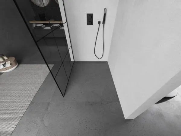MEXEN/S - Kyoto Sprchová zástena WALK-IN 110 x 200, čierny vzor 8 mm, grafit metal 800-110-101-95-77