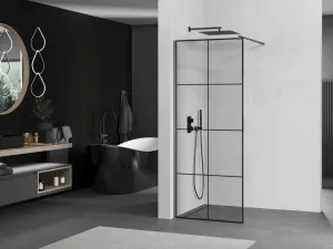 MEXEN/S - Kyoto Sprchová zástena WALK-IN 70 x 200, čierny vzor 8 mm, grafit metal 800-070-101-95-77