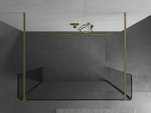 MEXEN/S - Kioto Sprchová zástena WALK-IN voľne stojaca 95 x 30 x 30, transparent, zlatá kartáčovaná 800-095-030-222-55-00-030