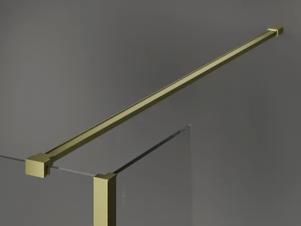 MEXEN/S - Kyoto Sprchová zástena WALK-IN 100 x 100 x 30, čierny vzor, zlatá kartáčovaná 800-100-100-221-55-70-030