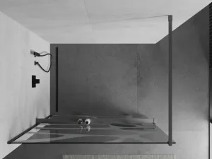 MEXEN/S - Kioto+ Sprchová zástena WALK-IN s poličkou a držiakom uterákov 110 x 200, biely vzor, grafit metal 800-110-121-95-97