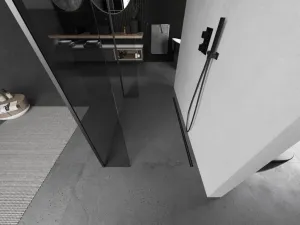 MEXEN/S - Kyoto Sprchová zástena WALK-IN voľne stojaca 110 x 30 x 30, transparent, grafit metal 800-110-030-222-95-00-030