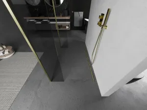 MEXEN/S - Kyoto Sprchová zástena WALK-IN voľne stojaca 90 x 30 x 30, transparent, zlatá kartáčovaná 800-090-030-222-55-00-030