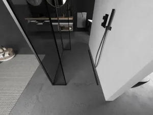 MEXEN/S - Kyoto Sprchová zástena WALK-IN voľne stojaca 100 x 30 x 30, čierny vzor, grafit metal 800-100-030-222-95-70-030