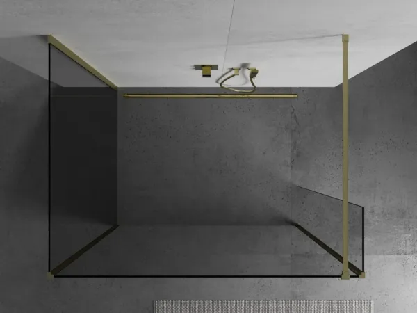 MEXEN/S - Kyoto Sprchová zástena WALK-IN 120 x 120 x 40, transparent, zlatá kartáčovaná 800-120-120-221-55-00-040